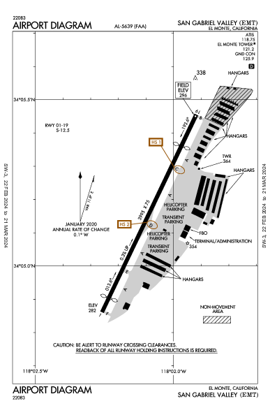 San Gabriel Valley Airport (El Monte, CA): KEMT Airport Diagram