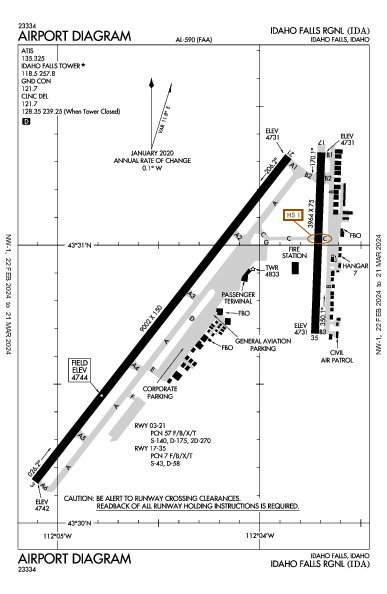 Idaho Falls Rgnl Airport (Idaho Falls, ID): KIDA Airport Diagram
