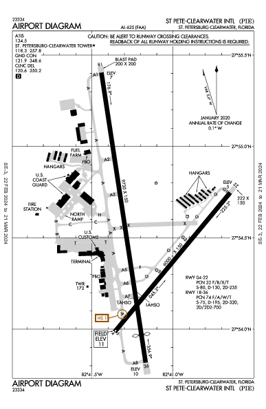 Clearwater Intl Airport (St Petersburg-Clearwater, FL): KPIE Airport Diagram