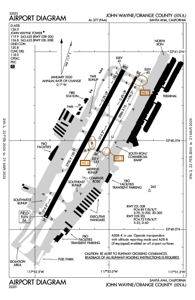 John Wayne Airport (Santa Ana, CA): KSNA Airport Diagram